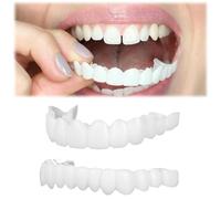 Brigtviee 2 Pair Faccette Dentali,Cemento Dentale Definitivo,Denti Finti Superiori Inferiori Impiallacciatura Copertura Sbiancamento Orale Dentale per Uomini E Donne di Denti Cattivi Denti Imperfetti