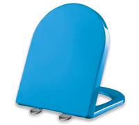 Brigtviee Tavoletta WC Colorata,Sedile WC A Forma di D,36cm*47cm,Copriwater Chiusura Ammortizzata,Copri Water in Materiale Pp,Facile da Montare,Cerniera Regolabile,Blu