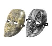 BRIGTWISE 2 Pezzi Maschera Vintage Intera in Plastica, per Adulti | Stile Classico Retrò, Copertura Completa del Volto, Finitura Raffinata, per Feste in Maschera e Teatro