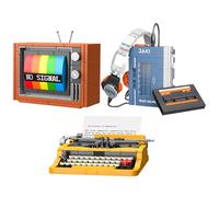 Brihappen Retro TV lettore CD macchina da scrivere set di mattoncini