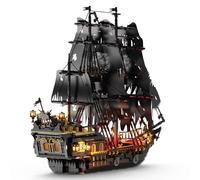 Brihappen Set da costruzione per adulti, ragazzi e ragazze, modello di nave perlato nero con luce, giocattoli da costruzione a vela, da collezione, decorazione per casa e ufficio, regali di compleanno