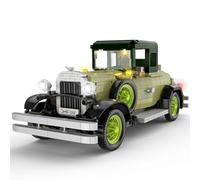 Brihappen Set da costruzione retrò per auto d'epoca con luci, classica auto antica, modello da collezionista, decorazione per la costruzione di giocattoli per adulti e uomini (1297 pezzi)