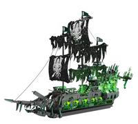 Brihappen Set di mattoncini Nave dei pirati con luci, modello di costruzione Klemmbausteine per ufficio e decorazione domestica, regalo di compleanno per adulti, adolescenti e ragazzi (1100 pezzi)