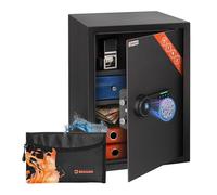Brihard Business XL Cassaforte 50x35x36 cm con Borsa Resistente al Fuoco - Cassaforte 60L Impronta Digitale con 2 Ripiani Regolabili - Armadietto per Soldi, Documenti, Oggetti di Valore