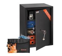 Brihard Business XL Cassaforte da Armadio con Chiave e Borsa Ignifuga - Cassaforte Grande 60L (50x35x36 cm) con 2 Ripiani Regolabili - Ideale a Casa o in Ufficio per Contanti e Gioielli