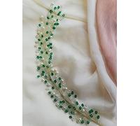 Brihasory Cerchietto per capelli da sposa con perline di cristallo, accessorio per capelli da sposa, fatto a mano, accessorio per costume da dea, per feste, balli, capelli, per donne e ragazze, regalo per damigelle d'onore (verde)