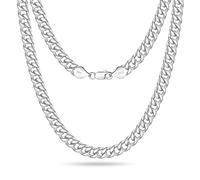 BRIJEWNES Catena a maglia cubana in argento Sterling 925 da 3/3,5/4/5/7/10 mm, per uomo e donna, taglio a diamante, 40, 50, 50, 60, 66, 71, 71, 71, 70 cm, 20, Argento sterling, Diamante, senza pietre