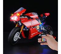 BRIKSMAX Kit di Illuminazione a Led Per LEGO Technic Ducati Panigale V4 R,Compatibile con il Modello Lego 42107 Mattoncini da Costruzioni - Non Include il Set Lego. (Versione telecomando)