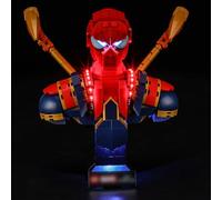 BRIKSMAX Kit di luci 2.0 compatibile con Lego Marvel Iron Spider-Man Bust 76326 Set da costruzione- Kit di illuminazione a LED (solo accessori), tecnologia per nascondere i cavi per display, regali e