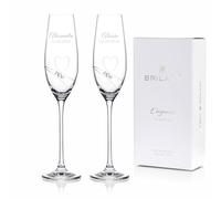 Brilant Essence of Love Coppia di Calici da Champagne Personalizzati - Flute da Champagne e Prosecco Personalizzati in Cristallo con Incisione Nome e Data, Regalo Matrimonio e Anniversario - Set da 2