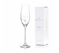 Brilant Romantic Passion Bicchieri da champagne con cristalli Swarovski - Cuori incisi, design minimalista - Set di bicchieri da spumante, bicchieri da spumante per occasioni speciali, 1 pezzo