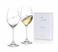 BRILANT Siluette Bicchieri da vino bianco - Moderno motivo a vortice satinato con cristalli premium fatti a mano, set di bicchieri da vino eleganti con confezione regalo, 2 pezzi - 360 ml