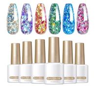Brill Gel smalto smalto per unghie lucido manicure smalto ammollo nello strato superiore, accessori per il trucco per le donne, smalto gel luminoso, 6 ° pacchetto di smalto gel luminoso