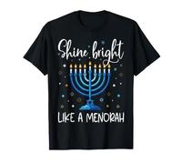 Brilla Come Una Menorah - Festive Blue Hanukkah Maglietta