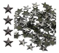 Brillabenny 20 Stelle Stelline Star Metallo Borchie Metal Alta qualità Piatte TERMOADESIVE HOTFIX Nailhead (Nero, 15 MM)