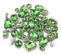 Brillabenny - 50 Castoni Cristalli Strass per Bigiotteria Incastonati da Cucire con Giro Crystal Cabochon, Decori Tessuti Abiti Vestiti applicabili su passamaneria