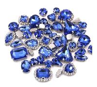 Brillabenny - 50 Castoni Cristalli Strass per Bigiotteria Incastonati da Cucire con Giro Crystal Cabochon, Decori Tessuti Abiti Vestiti applicabili su passamaneria