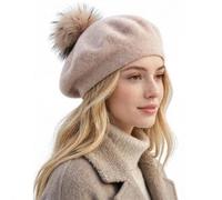 Brillabenny Basco Berretto Donna Lana Cashmere PON PON Pelliccia Vera Cappello Cuffia Donna Hat cap Luxury