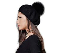 Brillabenny Basco Berretto Donna Lana Cashmere PON PON Pelliccia Vera Cappello Cuffia Donna Hat cap Luxury