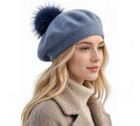 Brillabenny Basco Berretto Donna Lana Cashmere PON PON Pelliccia Vera Cappello Cuffia Donna Hat cap Luxury