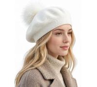 Brillabenny Basco Berretto Donna Lana Cashmere PON PON Pelliccia Vera Cappello Cuffia Donna Hat cap Luxury