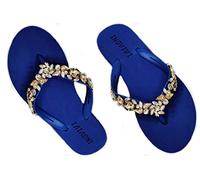 Brillabenny Sandali Infradito Gioiello Ciabatta Estiva con Cristalli Strass e Pietre, Scarpe Flip Flops Luxury Amalfi Positano (ROYAL BLU, numeric_39)