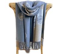 Brillabenny Sciarpa Donna Invernale in Lana e Cashmere, Versatile Come Scialle, Stola e Pashmina Donna (AZZURRA E GRIGIA)