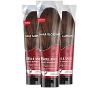 Brillance Trattamento lucido, glossing per capelli marrone chiaro (3 x 150 ml), nutre e intensifica il colore dei capelli, può essere applicato come una maschera per capelli, dura fino a 6 lavaggi