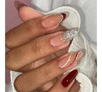 Brillante Unghie Finte Bastone Di Mandorla Francese Sulla Stampa Per Raggiungere Senza Sforzo Un Look Professionale Manicure Unghie Acriliche