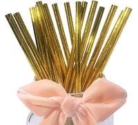 Brillanti Dorata Cannucce in Lamina, 100 Pezzi Biodegradabili Cannucce di Carta Metalliche Oro per Bere, Feste, Matrimoni