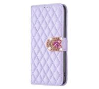 Brillantini Custodia Compatibile per TECNO SPARK 50 5G Diamante Pelle Telefono Viola Ragazze Portafoglio Custodia Evidenziato Strass Lucido 3D Colorato Amore Bloccaggio Pulsante Testa