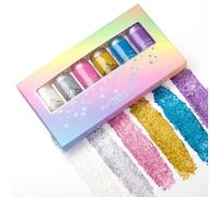 Brillantini per il viso, 6 colori brillanti, resistenti all'acqua e al sudore, per Halloween, carnevale, cheerleading, ballo, spiaggia, spettacolo