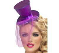 Brillantini Show Ragazza Top Cappello Mini Fascinator Burlesque Adulti Costume