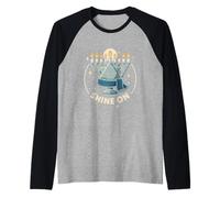 Brillare su Hanukkah Menorah Star Design Maglia con Maniche Raglan
