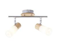 Brilliant 51413/50 Babsan - Plafoniera con 2 luci, metallo plastica, E14, 3,5 W, legno chiaro/bianco