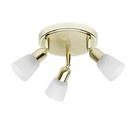 BRILLIANT lampada Sofia Spotrondell 3flg ottone/alabastro bianco | 3x D45, E14, 40W, adatto per proiettori a caduta (non inclusi) | Scala da A ++ a E | Testa orientabile
