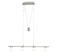 Brilliant Betsy LED lampada a sospensione, 4 luce, regolabile in altezza, 4 X 4,5 W LED fisso integrato, 4 X 360 Lumen, 3000 K Bianco caldo, metallo/vetro, ferro/bianco, 9 x 90 x 150 cm, g93547/13