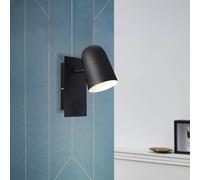 Brilliant Faretto da parete Ayr, nero opaco, altezza 20 cm, metallo Brilliant