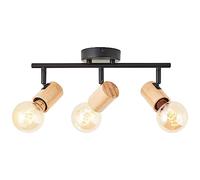 Brilliant Kerry - Tubo spot a 3 luci, nero/legno, metallo/bambù, 3 x A60, E27, 40 W, adatto per lampada normale (non inclusa)