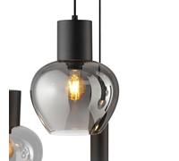 Brilliant Lampada a sospensione Ligari, nero/grigio fumo, lunghezza 126 cm, vetro Brilliant