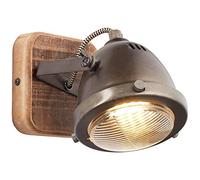 BRILLIANT lampada Carmen Wood a parete in acciaio bruciato/legno | 1x PAR51, GU10, 5W, adatto per lampade a riflettore (non incluse) | Scala da A ++ a E | Testa orientabile
