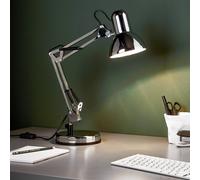 Brilliant Lampada da scrivania Henry, cromo, altezza 50 cm, regolabile Brilliant
