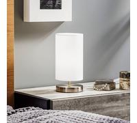 Brilliant Lampada da tavolo Clarie in tessuto bianca Brilliant