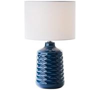 Brilliant lampada da tavolo Ilysa 42cm blu/bianco, ceramica/metallo/tessuto, 1x D45, E14, 40 W