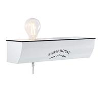 BRILLIANT lampada Farm Life applique da parete e interruttore bianco lucido | 1x A60, E27, 40W, adatto per lampade normali (non incluse) | Scala da A ++ a E | Inclusa linea di alimentazione e spi