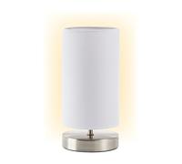 Brilliant Lampada da tavolo Clarie in tessuto bianca Brilliant