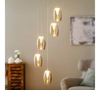Brilliant Lampada LED a sospensione Metropolis in vetro fumé a 5 luci Brilliant