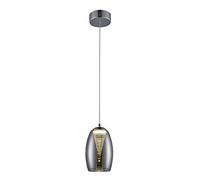 Brilliant lampada Metropolis lampada a sospensione a LED a 1 luce cromo / vetro fumé | 1x COB LED integrato da 5 W, 500lm, 3000K | Regolabile in altezza / cavo può essere accorciato | Risparmio e