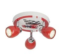 BRILLIANT lampada Racing LED Spot Rondell 3flg rosso/bianco-nero | 3x LED-PAR51, GU10, 3W lampade a riflettore LED incluse, (250lm, 3000K) | Scala da A ++ a E | Testa orientabile