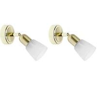 Brilliant Lampada Sofia spot a parete in ottone/alabastro bianco | 1x D45, E14, 40W, adatto per proiettori a caduta (non inclusi) | Scala da A ++ a E | Testa orientabile (Confezione da 2)